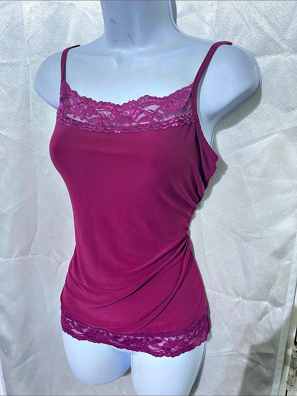 maurices Lace Trim Cami in Pink Size Medium